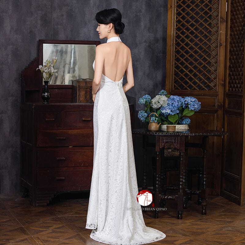 Beth and Brian Qipao - Exclusive Exclusive designer collection, lace fishtail Qipao