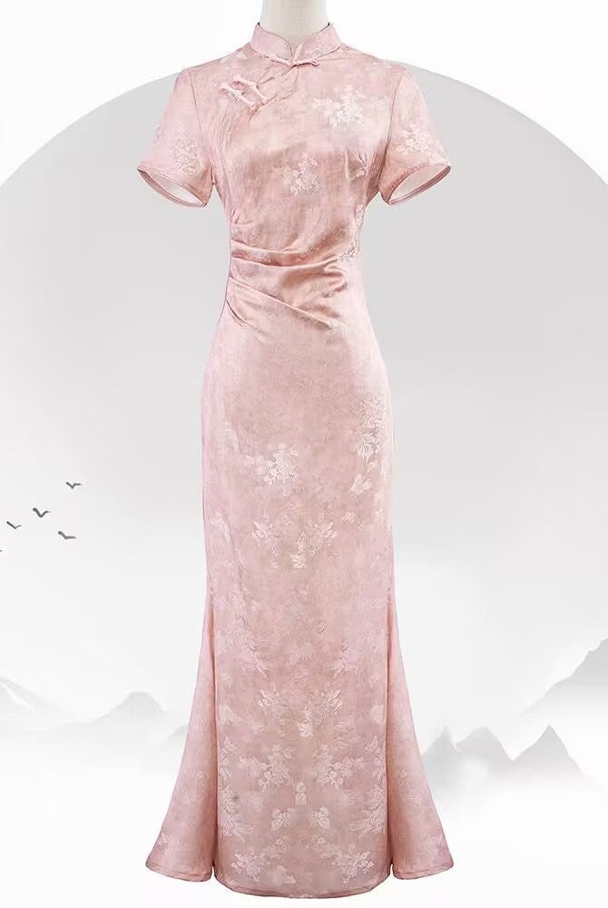 Beth and Brian Qipao-KB Mermaid jacquard midi Cheongsam
