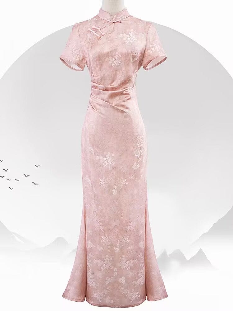 Beth and Brian Qipao-KB Mermaid jacquard midi Cheongsam