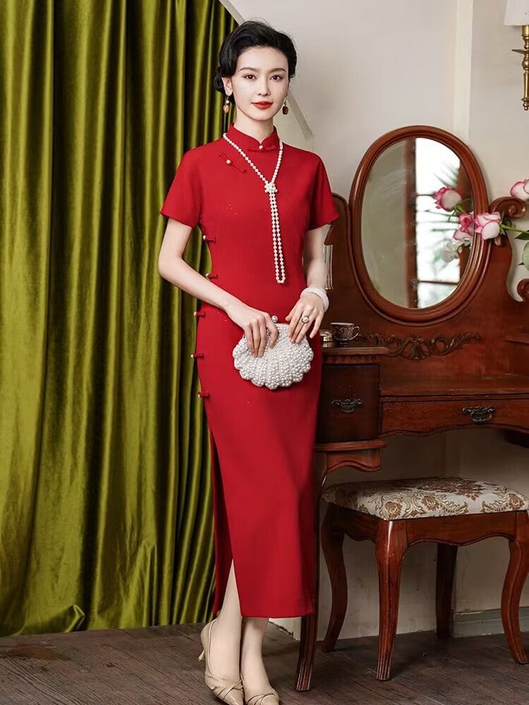 Beth and Brian Qipao-JD Qipao for wedding, red long Cheongsam