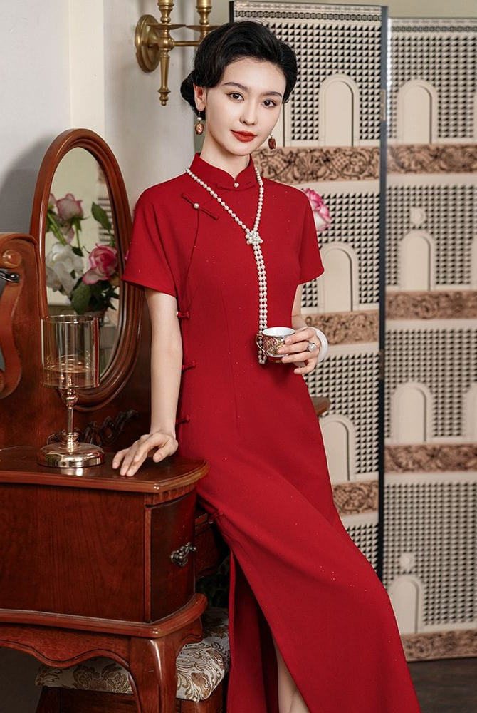 Beth and Brian Qipao-JD Qipao for wedding, red long Cheongsam