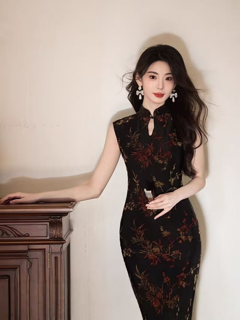 Beth and Brian Qipao-JLM New Chinese style(新中式), water drop collar long Cheongsam