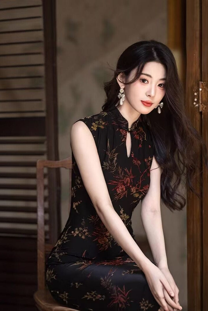 Beth and Brian Qipao-JLM New Chinese style(新中式), water drop collar long Cheongsam