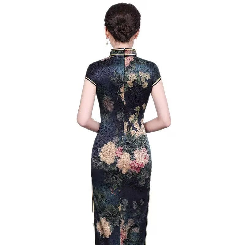 Beth and Brian Qipao-QHJS Old Shanghai style, 19 mome mulberry silk, high-end long Cheongsam