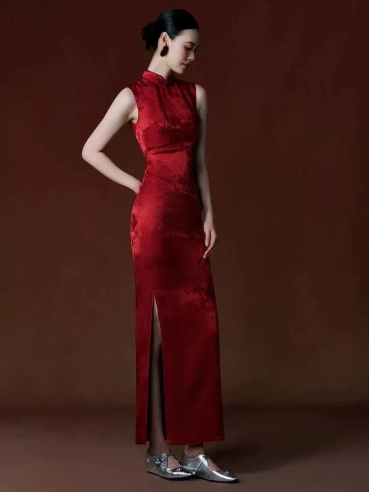 Beth and Brian Qipao-YST Qipao for wedding, jacquard long Qipao set