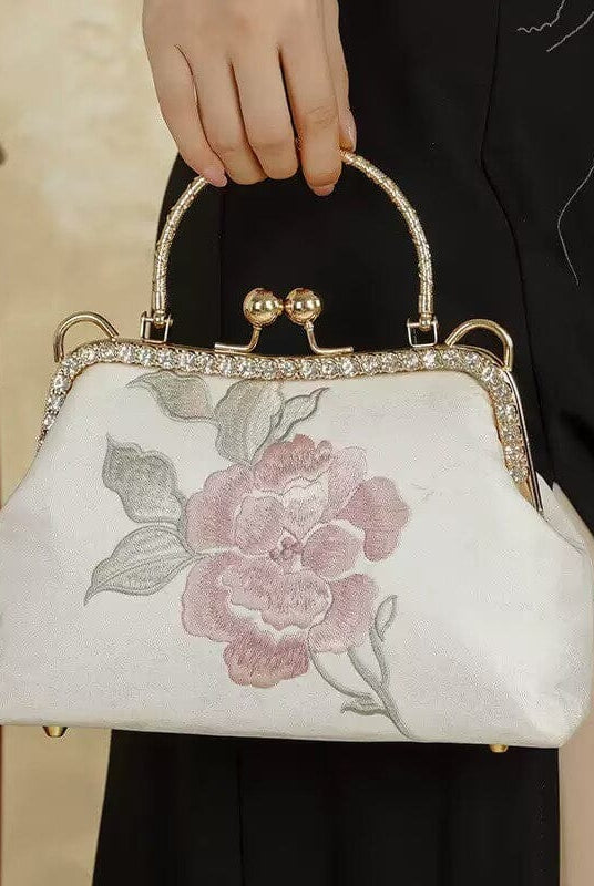 Beth and Brian Qipao-CY Hand-made, lotus embroidery, hand-made Chinese Style Qipao bag
