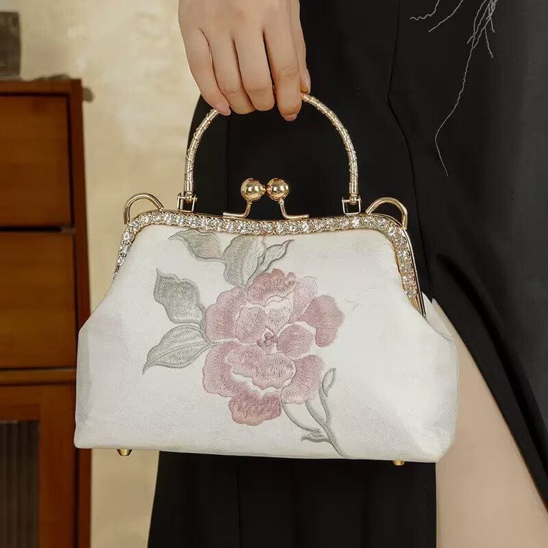Beth and Brian Qipao-CY Hand-made, lotus embroidery, hand-made Chinese Style Qipao bag