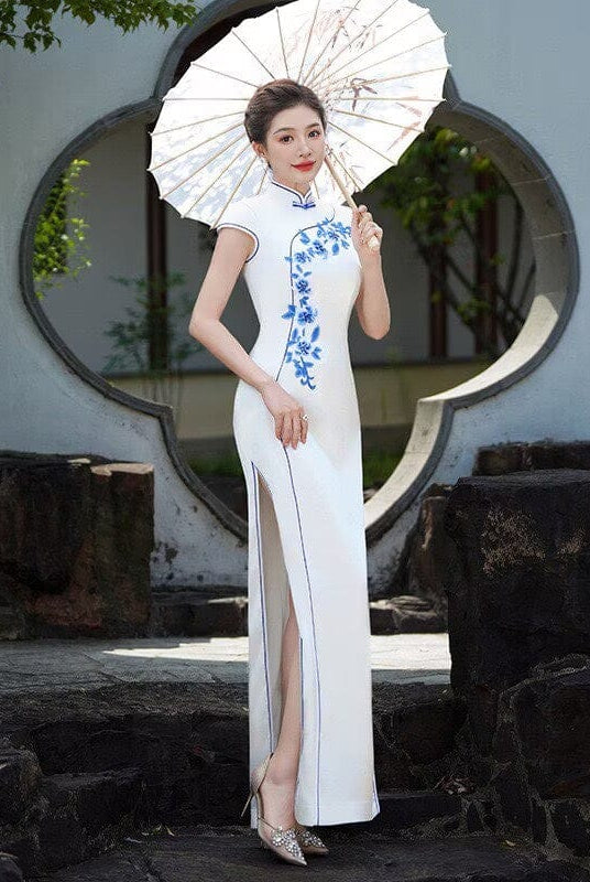 Beth and Brian Qipao-QCYJ Floral pattern, plus size long Cheongsam for mother