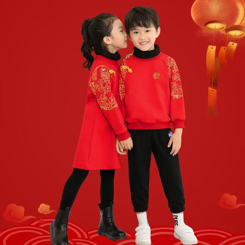 Beth and Brian Qipao-XJB Parent-child outfit, auspicious clouds and blessing pattern Family Matching Set