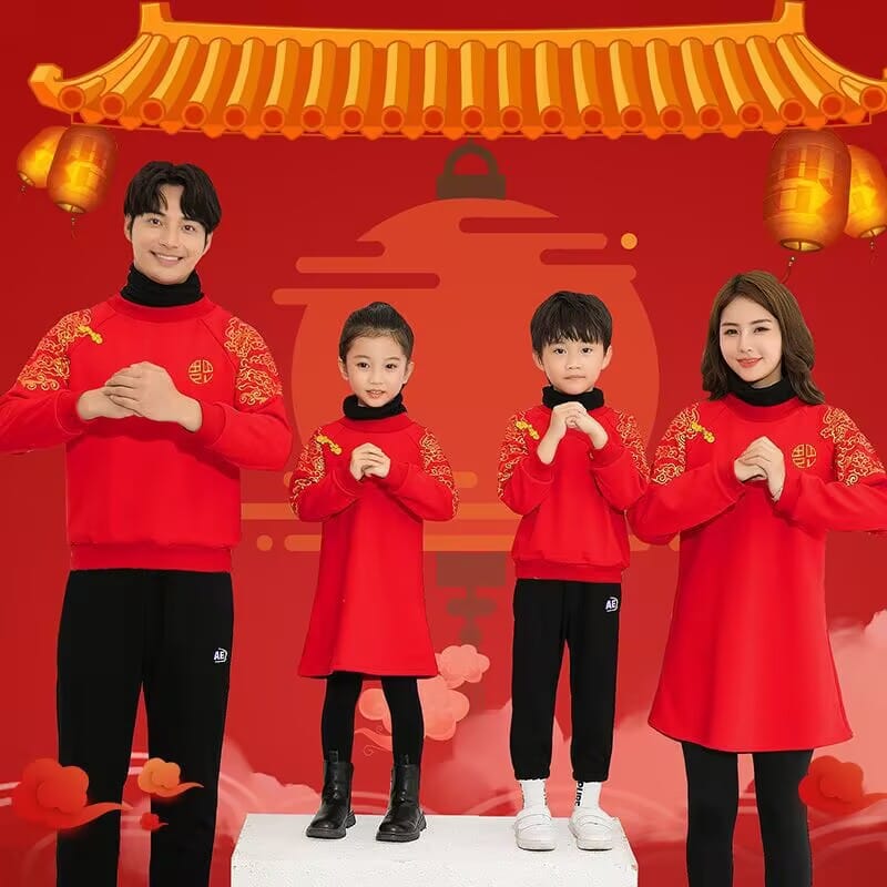 Beth and Brian Qipao-XJB Parent-child outfit, auspicious clouds and blessing pattern Family Matching Set