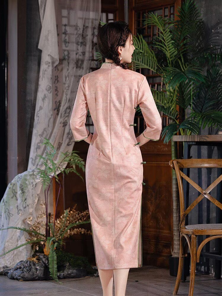 Beth and Brian Qipao-WQ Parent-child outfit, floral pattern midi Cheongsam