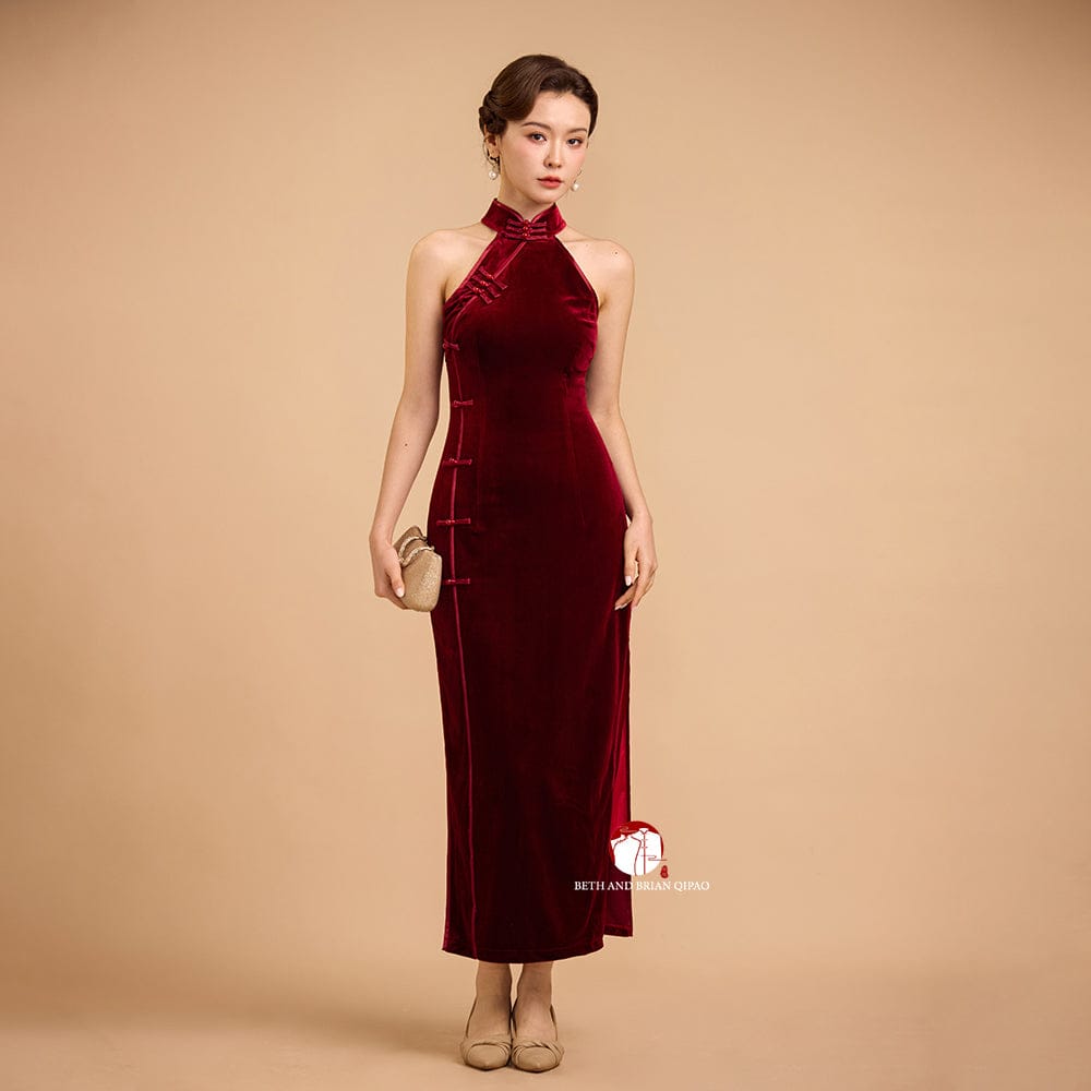 Beth and Brian Qipao - Exclusive Exclusive designer collection, halter long Qipao