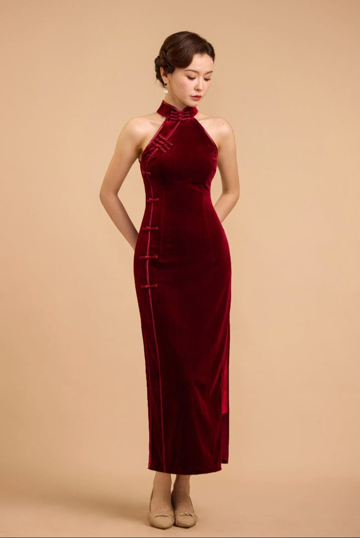 Beth and Brian Qipao - Exclusive Exclusive designer collection, halter long Qipao