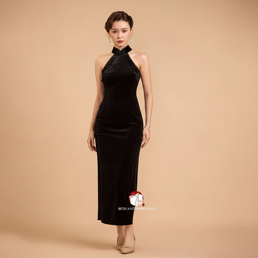 Beth and Brian Qipao - Exclusive Exclusive designer collection, halter long Qipao