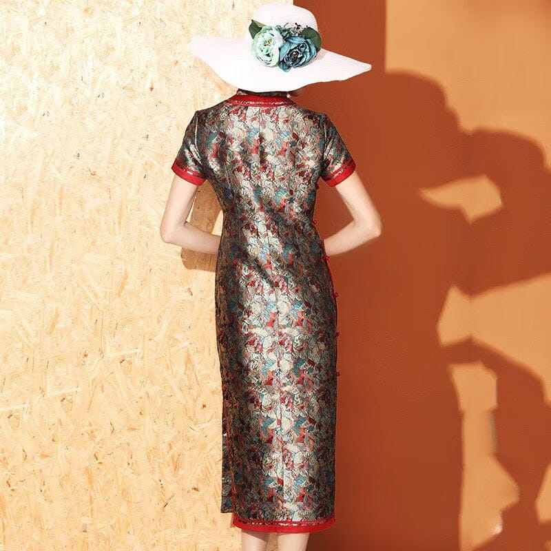 Beth and Brian Qipao-XZY Butterfly pattern, high end, green midi Cheongsam