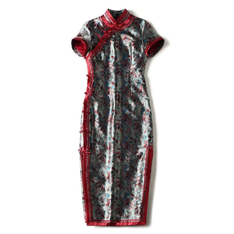 Beth and Brian Qipao-XZY Butterfly pattern, high end, green midi Cheongsam