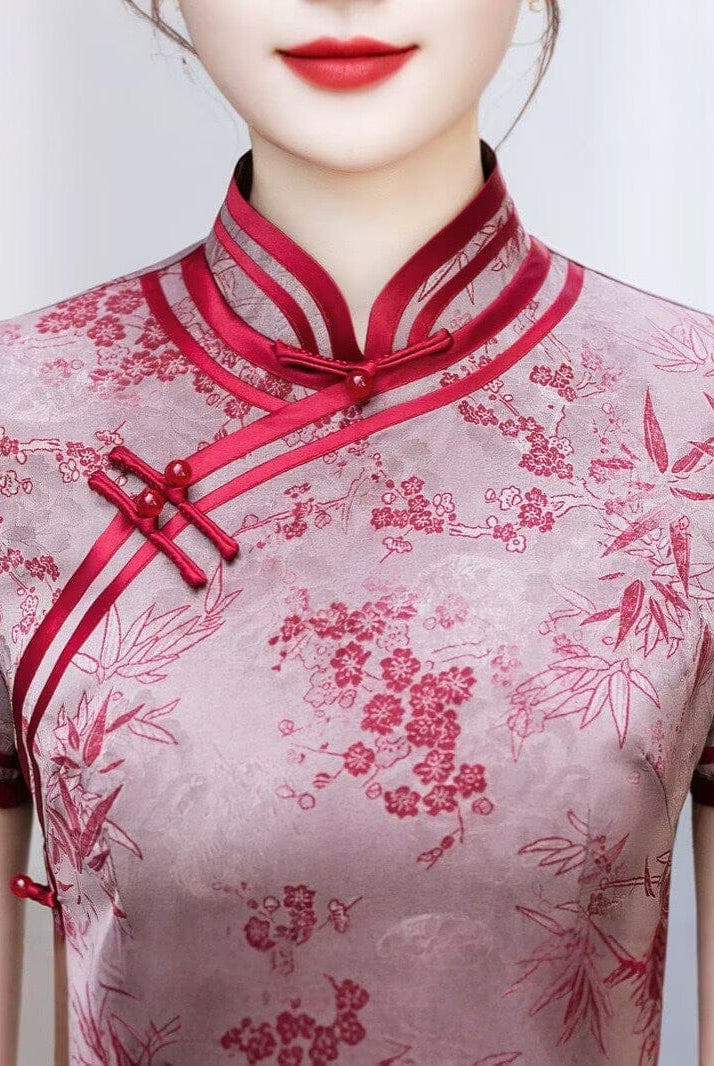 Beth and Brian Qipao-HQ Graduations Grey-red Long Cheongsam