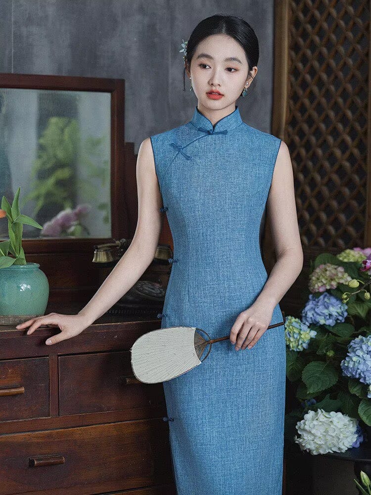 Beth and Brian Qipao-LSB Old Shanghai style, cotton&linen mid-length Cheongsam
