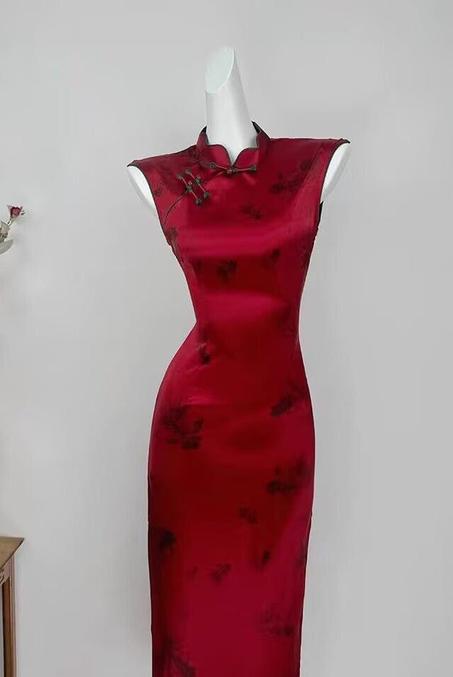 Beth and Brian Qipao-DYC Fish pattern, New Chinese style(新中式), satin long Cheongsam