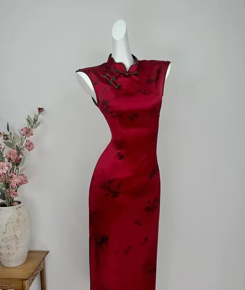 Beth and Brian Qipao-DYC Fish pattern, New Chinese style(新中式), satin long Cheongsam
