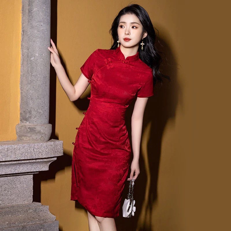Beth and Brian Qipao-YDY Floral pattern, jacquard cotton fabric, plus size Cheongsam
