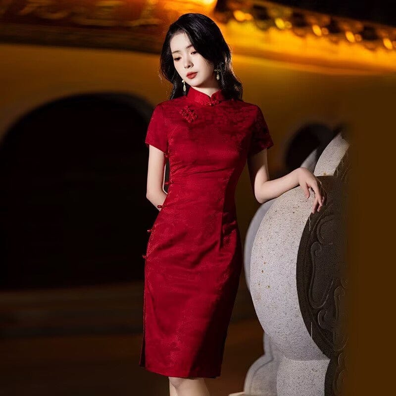 Beth and Brian Qipao-YDY Floral pattern, jacquard cotton fabric, plus size Cheongsam
