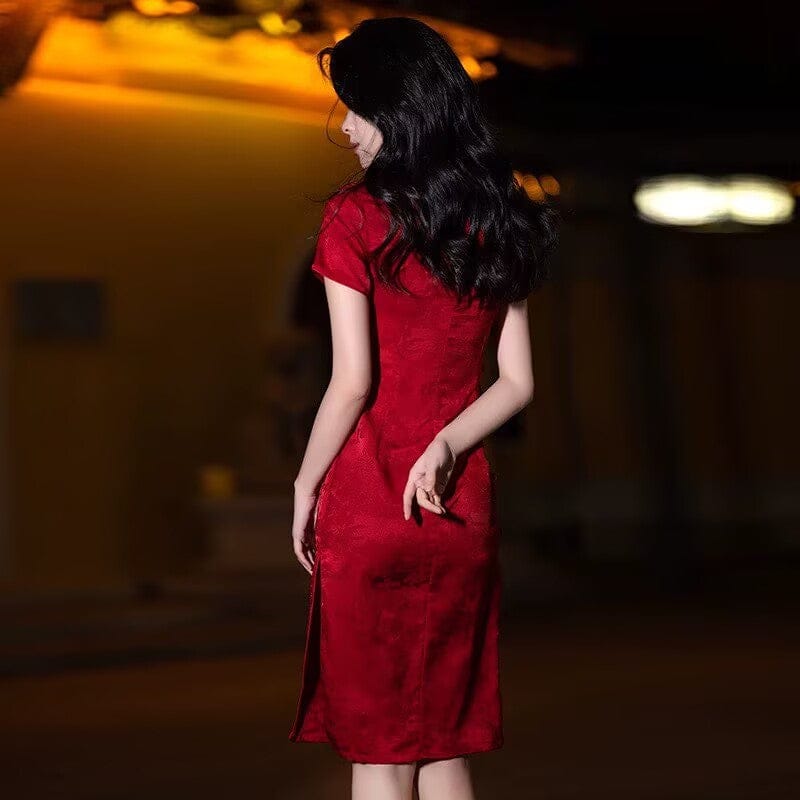 Beth and Brian Qipao-YDY Floral pattern, jacquard cotton fabric, plus size Cheongsam