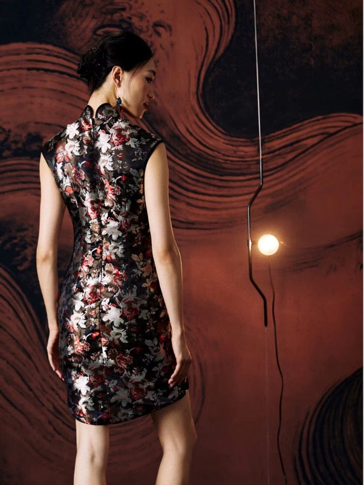 Beth and Brian Qipao - FL High-end brocade black mini Cheongsam