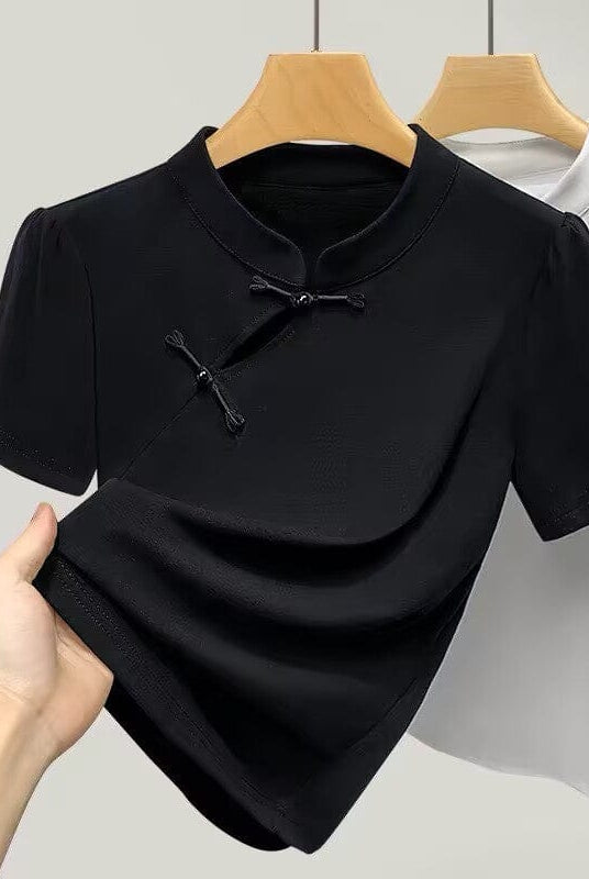 Beth and Brian Qipao-DY Oblique Placket Frog Button Qipao Top