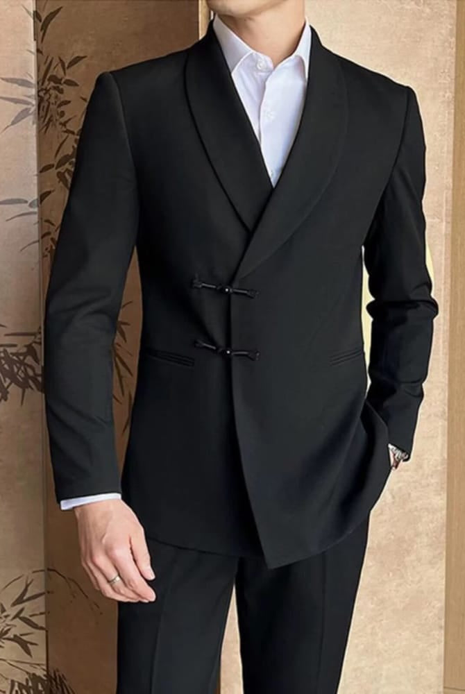 Beth and Brian Qipao-HFX Chinese Style Button Knot Evening Suit Set