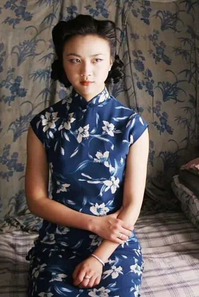 Beth and Brian Qipao - TZY Ms.Tang wei inspired floral pattern, artificial silk chiffon, long Cheongsam
