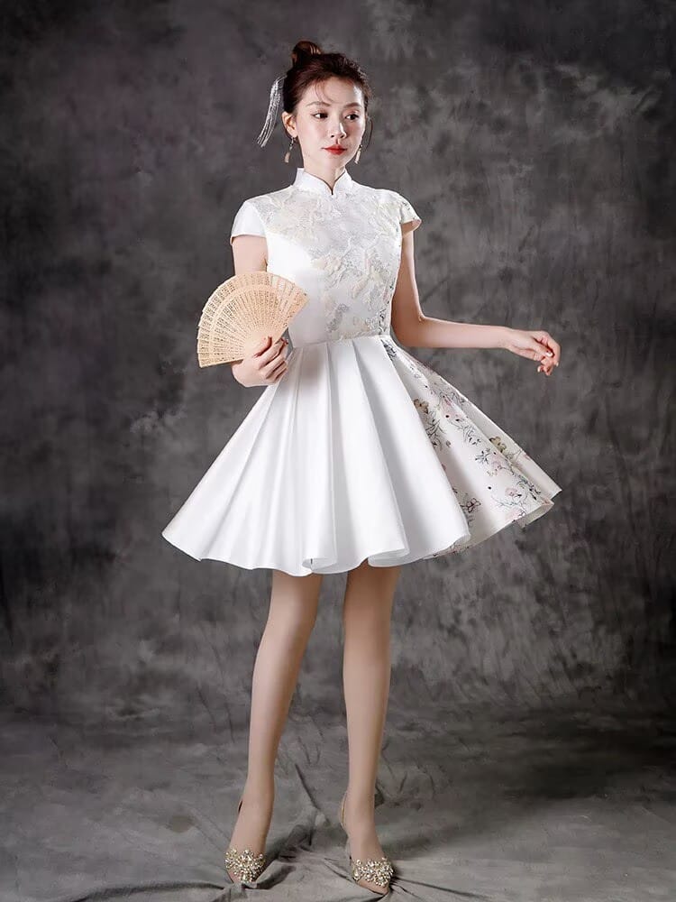 Beth and Brian Qipao-ZYX Floral pattern, A line, prom short Cheongsam