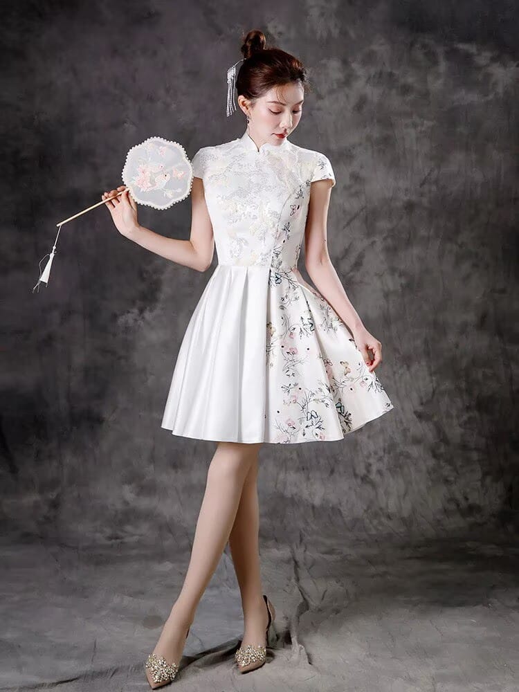 Beth and Brian Qipao-ZYX Floral pattern, A line, prom short Cheongsam