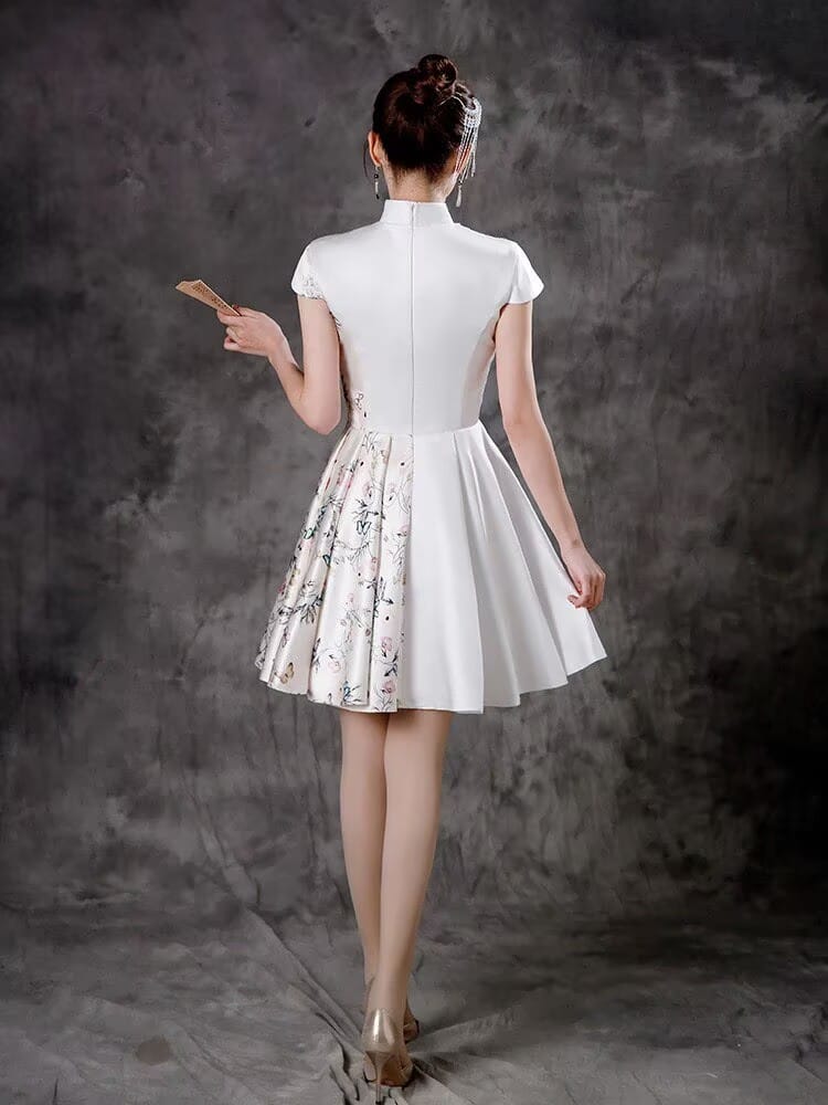 Beth and Brian Qipao-ZYX Floral pattern, A line, prom short Cheongsam