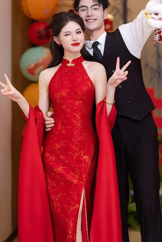 Beth and Brian Qipao - MC Bridal Chinese Style, Halter Wedding Cheongsam Set