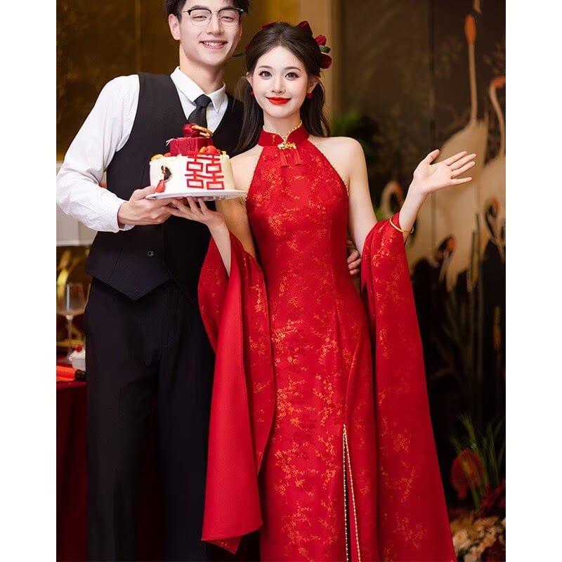 Beth and Brian Qipao - MC Bridal Chinese Style, Halter Wedding Cheongsam Set