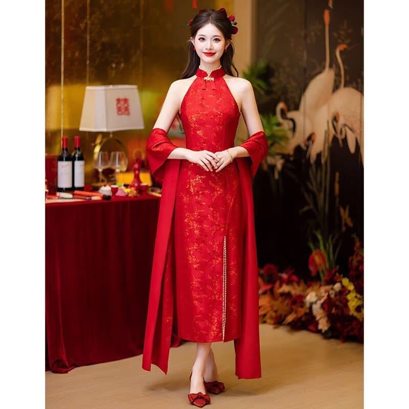 Beth and Brian Qipao - MC Bridal Chinese Style, Halter Wedding Cheongsam Set