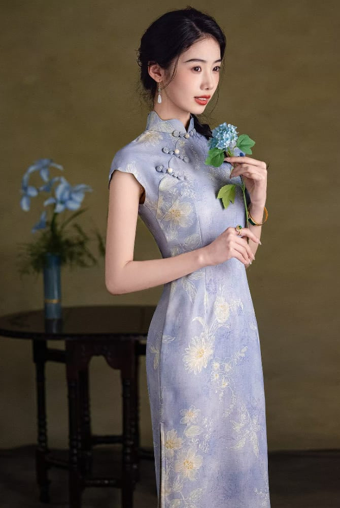 Beth and Brian Qipao-LSB Summer collection, ramie retro long Cheongsam