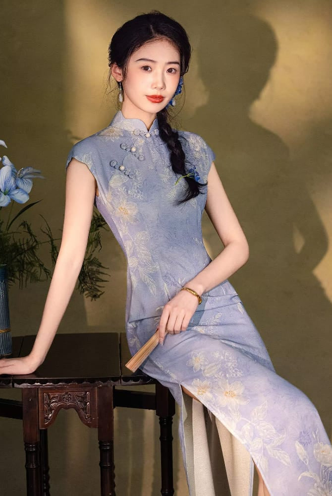 Beth and Brian Qipao-LSB Summer collection, ramie retro long Cheongsam