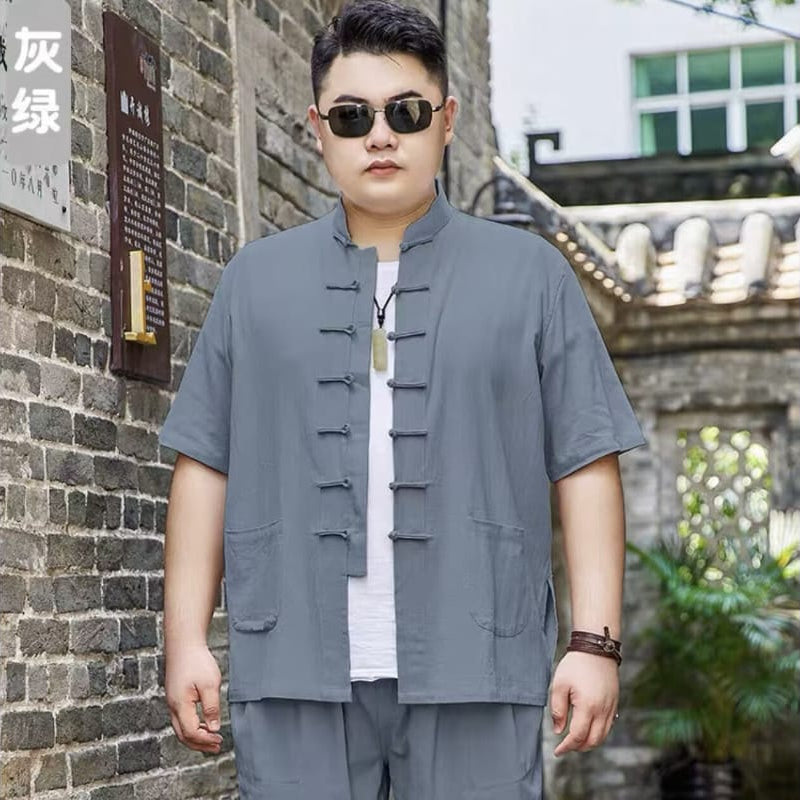 Beth and Brian Qipao-YT Plus size, Cotton fabric Tang suit shirt