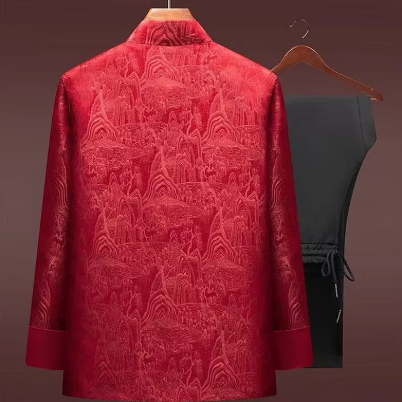 Beth and Brian Qipao-YK Elegant Chinese ancient landscape painting brocade Chinese Tang Suit Jacket