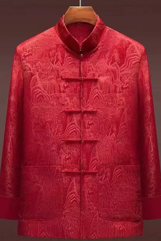 Beth and Brian Qipao-YK Elegant Chinese ancient landscape painting brocade Chinese Tang Suit Jacket