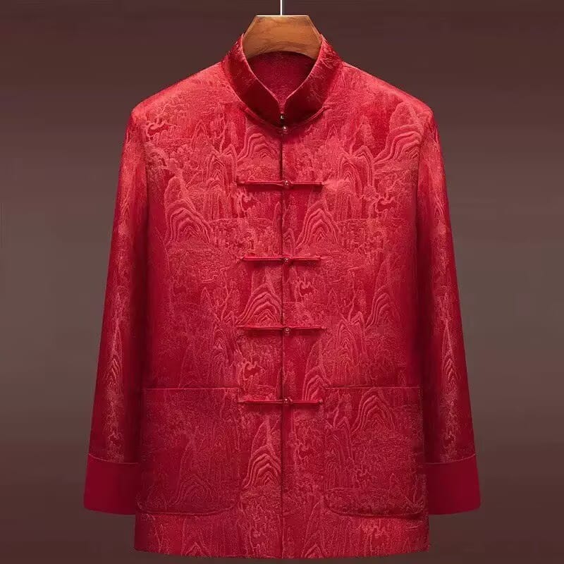 Beth and Brian Qipao-YK Elegant Chinese ancient landscape painting brocade Chinese Tang Suit Jacket