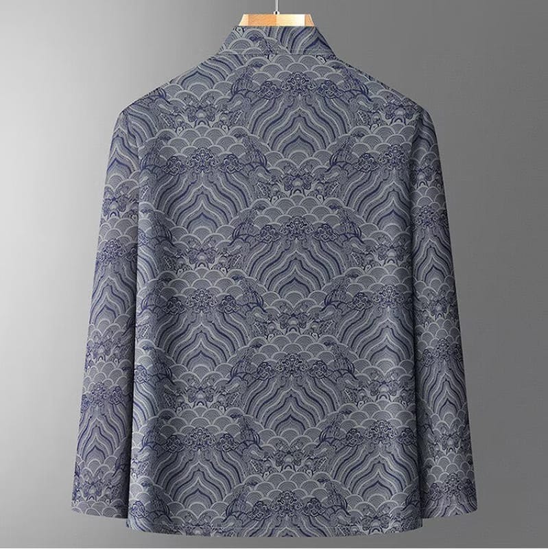 Beth and Brian Qipao-HZ Chinese Traditional Subtle Wave Cloud Jacquard Print Chinese Tang Suit Jacket