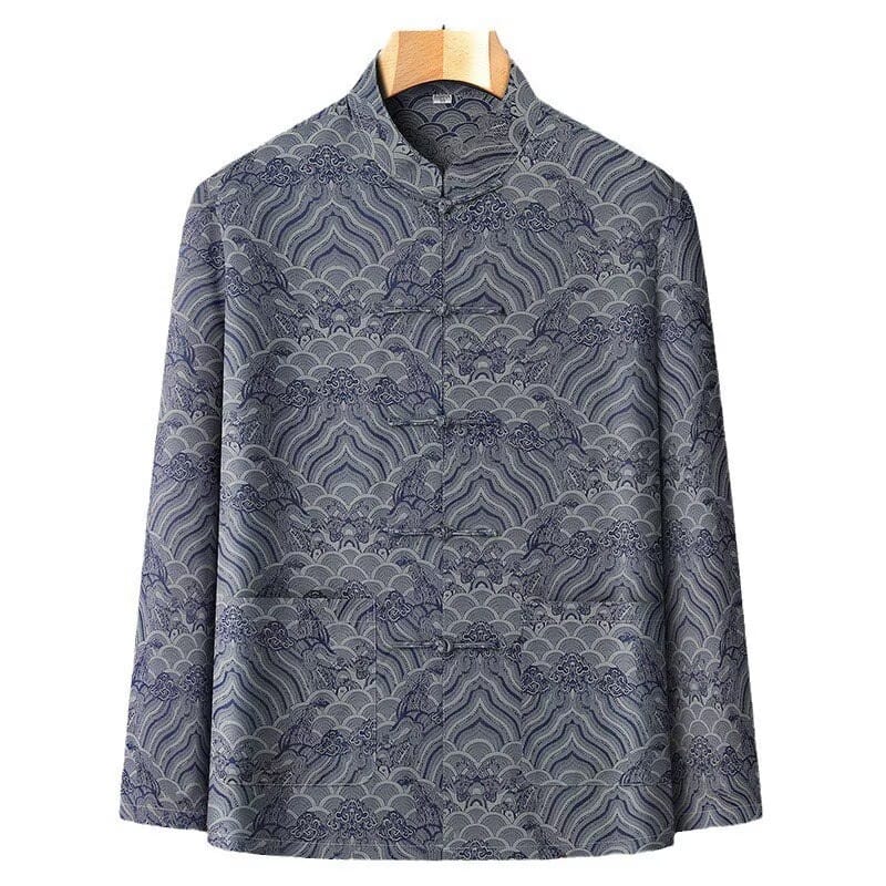 Beth and Brian Qipao-HZ Chinese Traditional Subtle Wave Cloud Jacquard Print Chinese Tang Suit Jacket