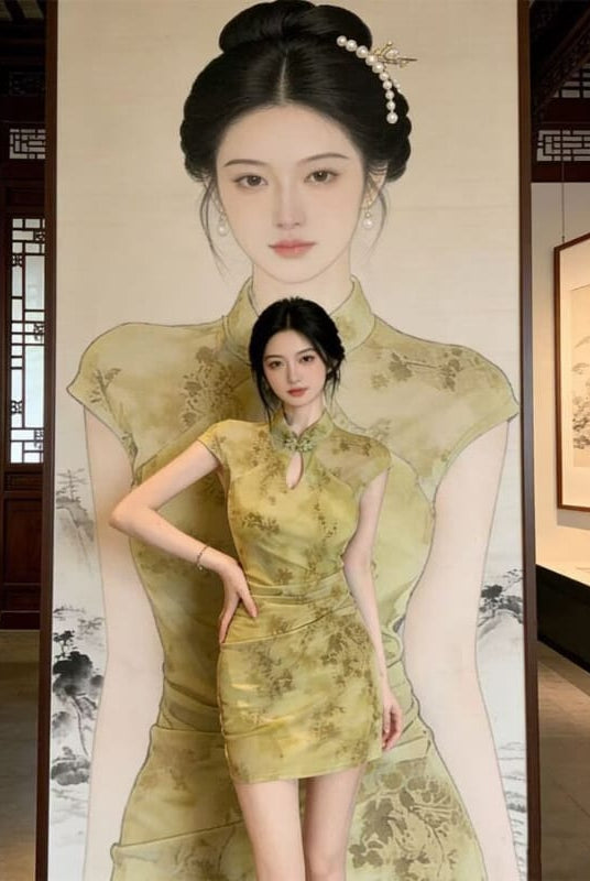 Beth and Brian qipao-DAF Chloe Floral Print Mini Cheongsam Dress With Cap Sleeves
