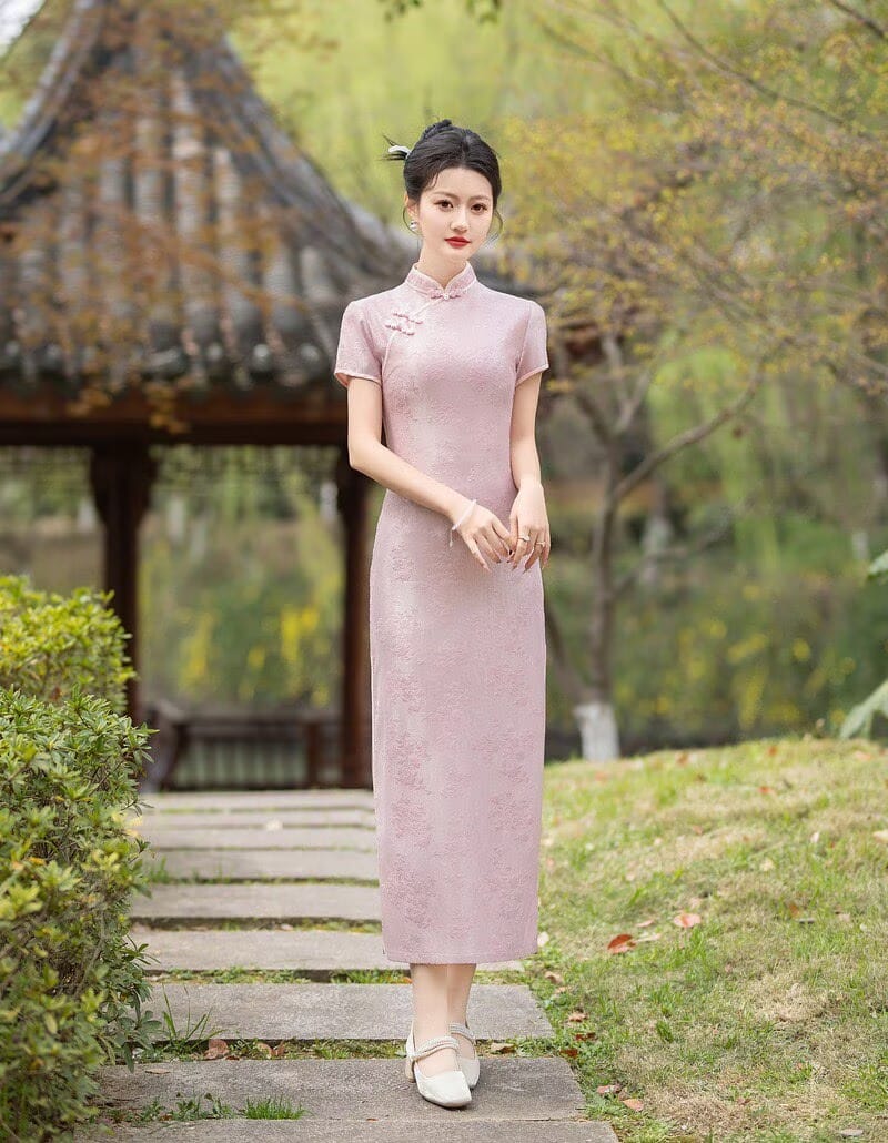 Beth and Brian Qipao-FS Plus Size Floral Midi Cheongsam Dress