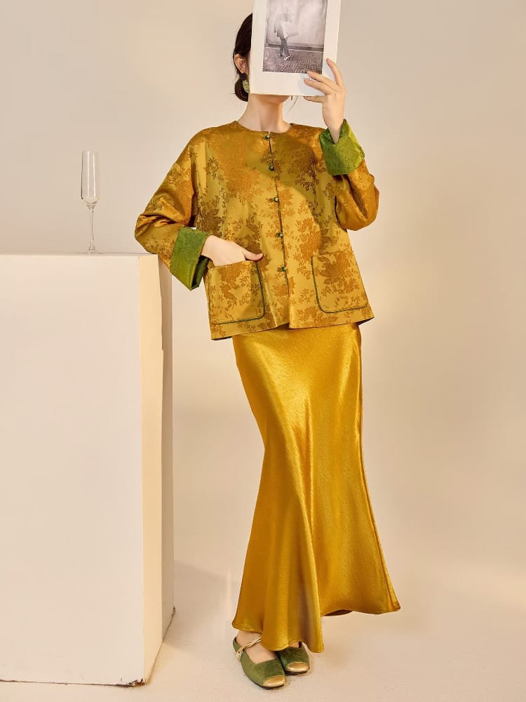 Beth and Brian Qipao-JZ Olivia Reversible Floral Jacquard Cheongsam Blouse