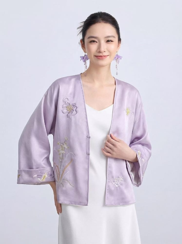 Beth and Brian Qipao-ZHT Sophia Reversible Butterfly Embroidery Satin Cheongsam Jacket