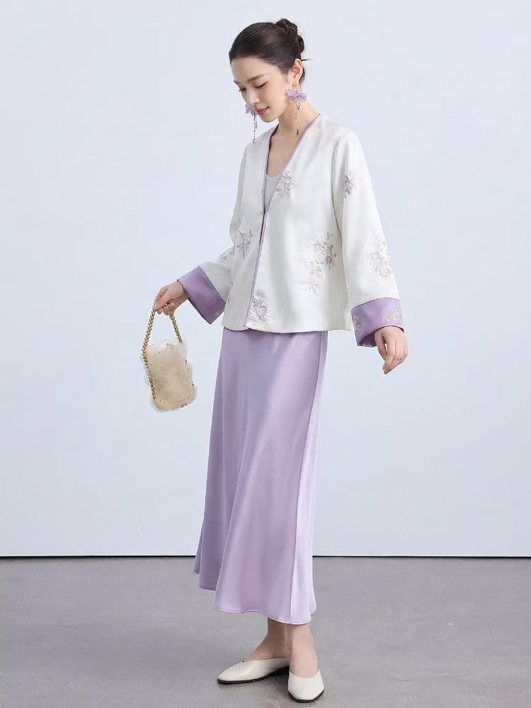 Beth and Brian Qipao-ZHT Sophia Reversible Butterfly Embroidery Satin Cheongsam Jacket